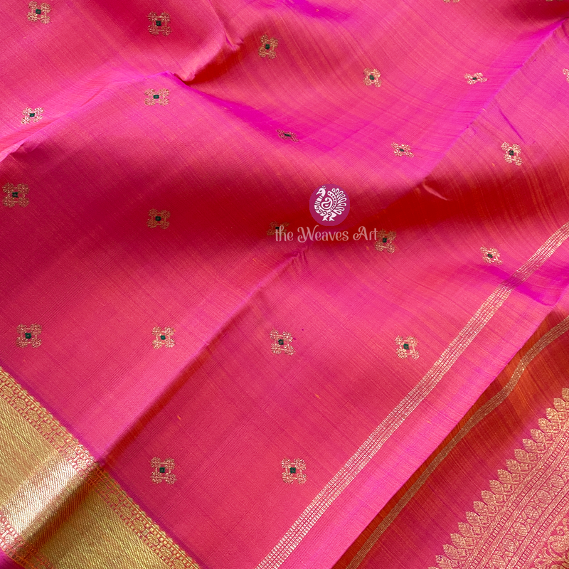 Orange-Pink Kanchipuram Pure Silk Sarees