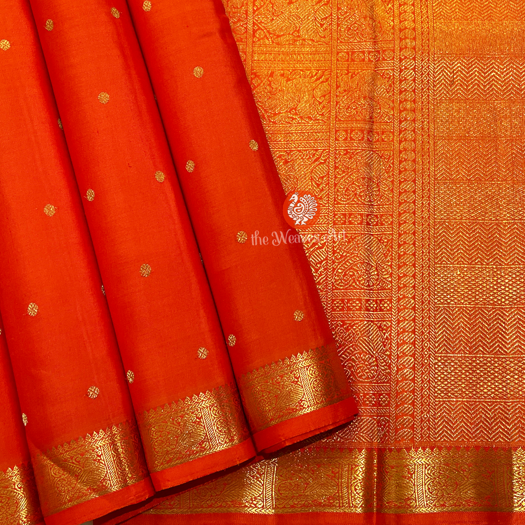 Orange Kanchipuram Pure Silk Saree