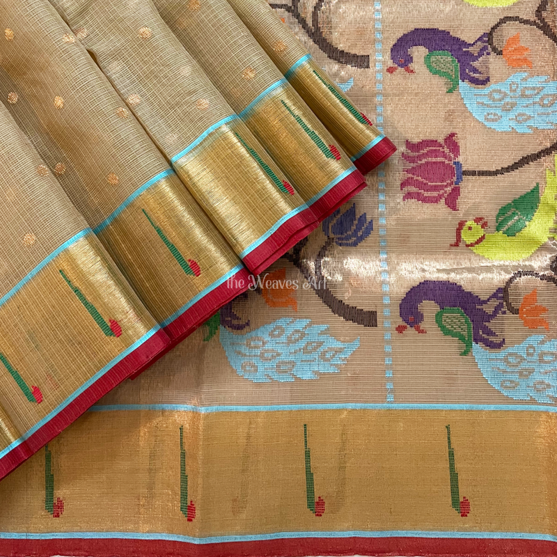 Paithani Border Kota Doria Pure Zari Saree