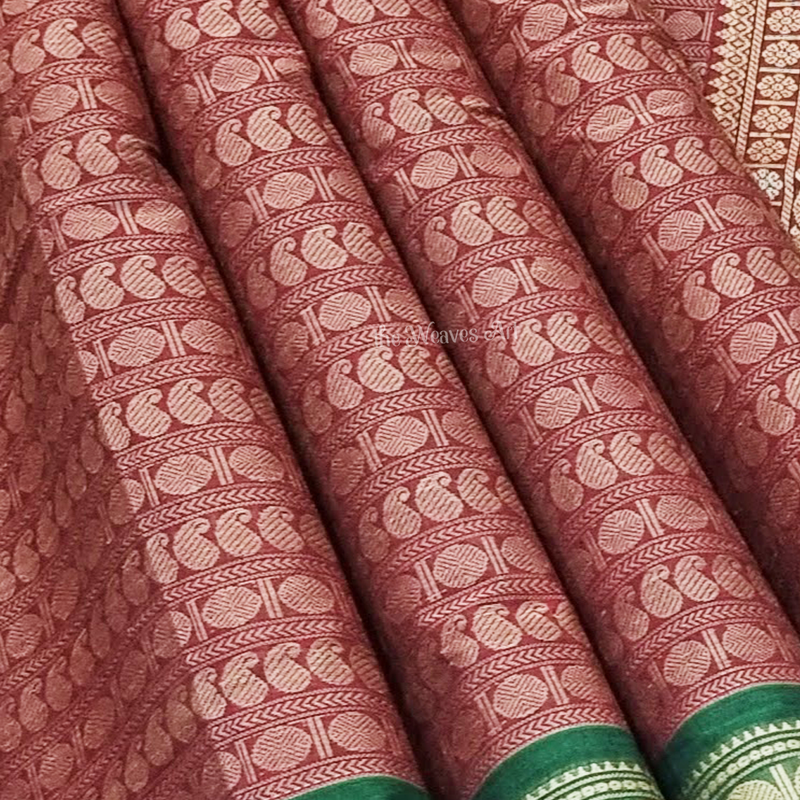 Mubbagam Handloom Kanchi Cotton Saree with Ganga - Jamuna Borders