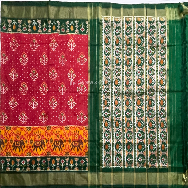 Patola Motifs Pochampally Ikat Silk Saree