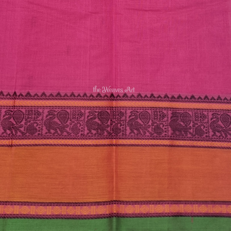 Pink-Orange Kanchi Cotton Saree