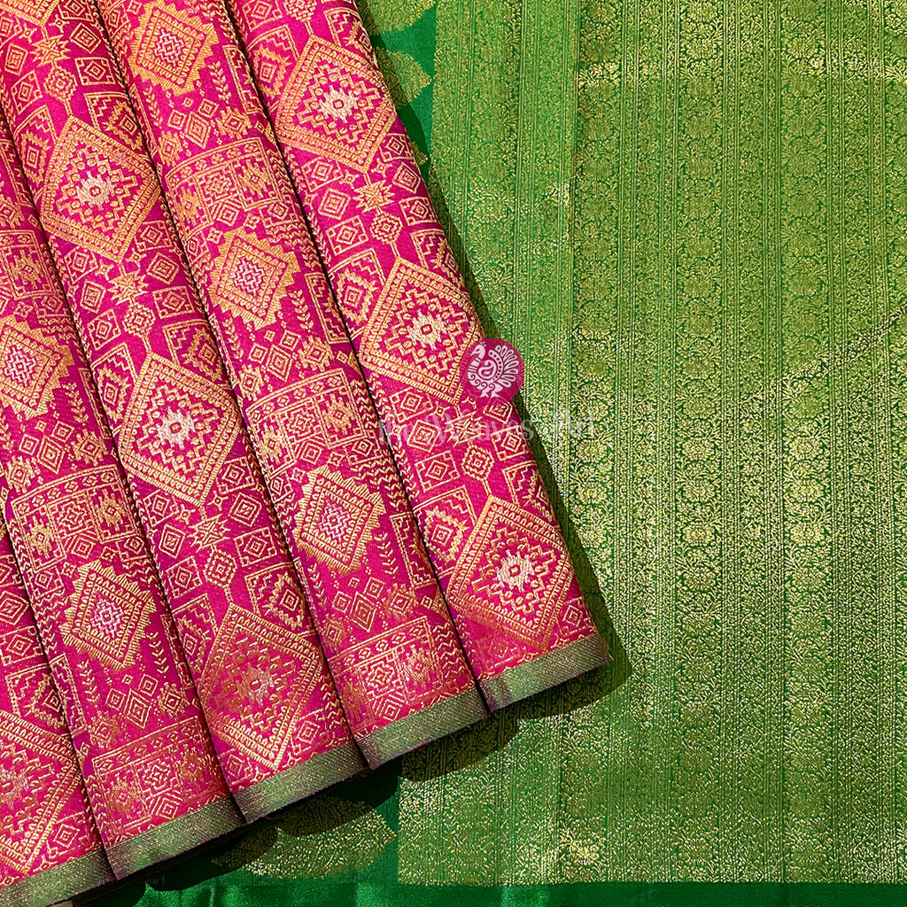 Pink Borderless Kanchipuram Pure Silk Saree