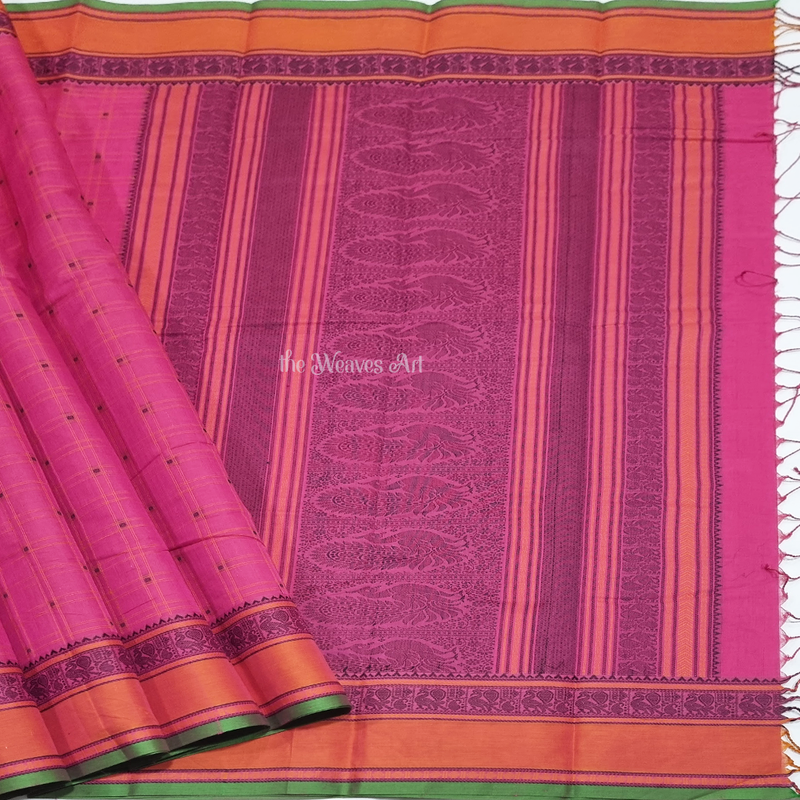 Pink Handloom Kanchi Cotton Saree