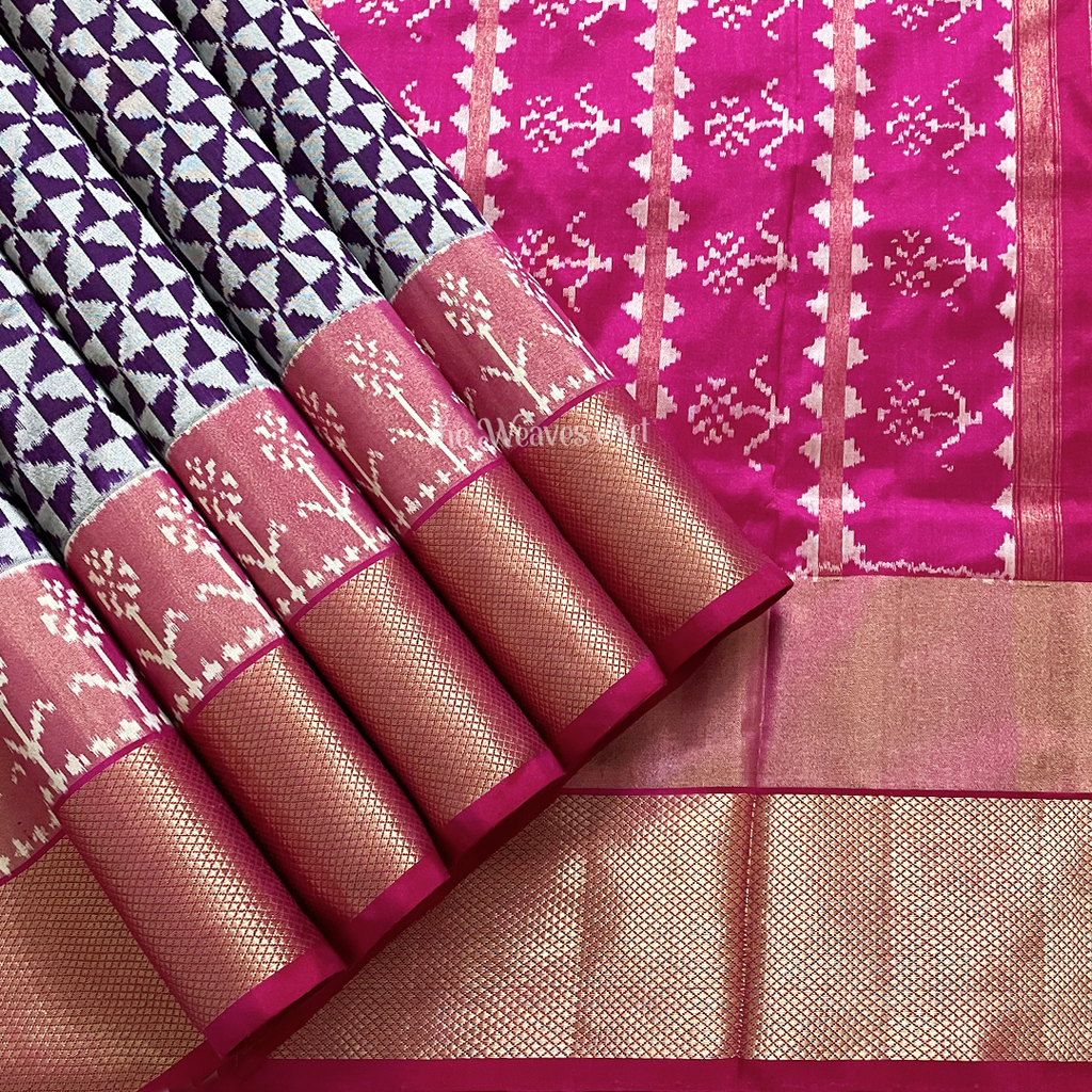 Pinwheel Pattern Pochampally Ikat Silk Saree