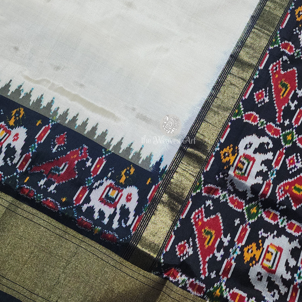 Cream Color Pochampally Ikkat Silk Sarees