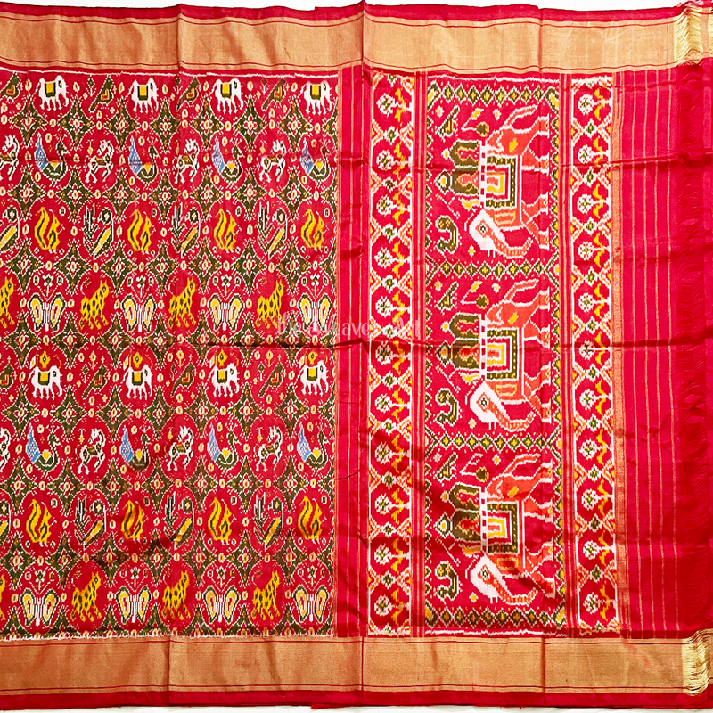 Pochampally Ikat Silk Saree-Patola Motifs