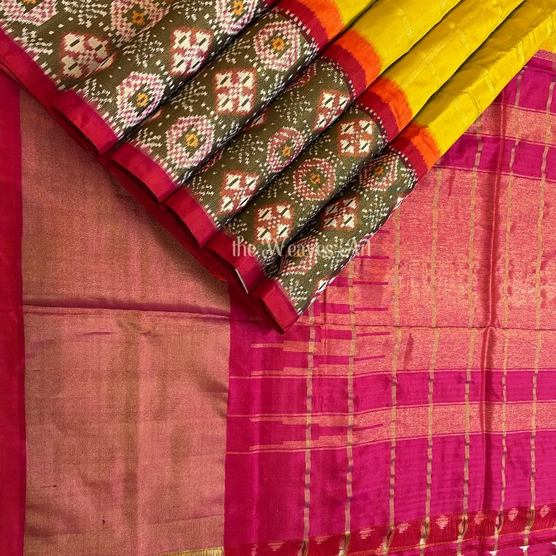 Pochampally Ikat Silk Saree with Tissue Border