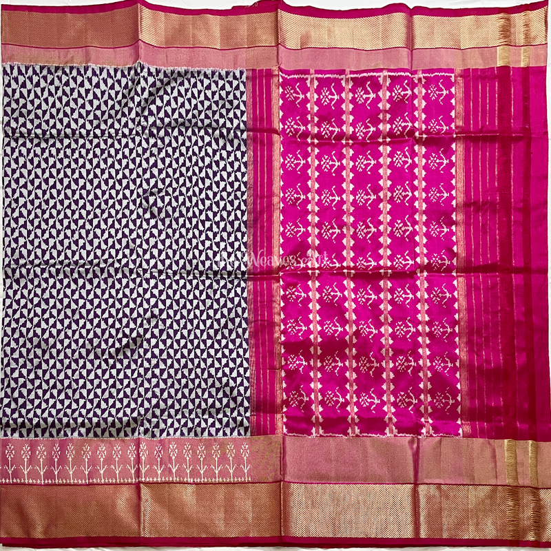 Pochampally Ikat Silk Saree with Triangles