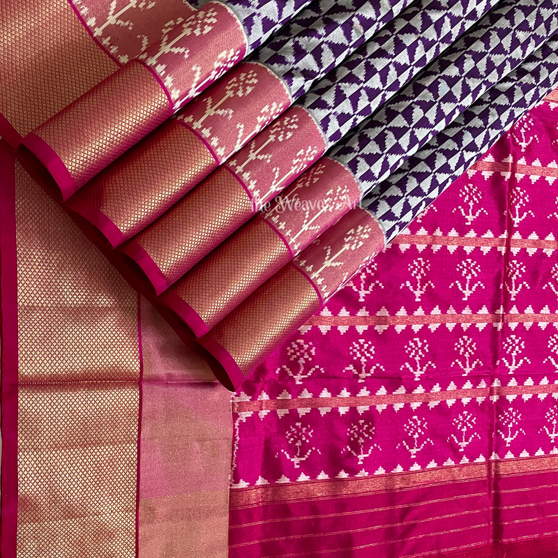 Pochampally Ikat Silk saree with Kaddi Border