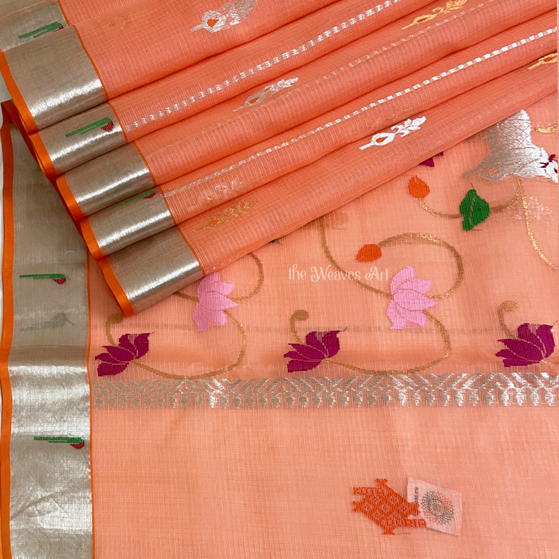 Pure Zari Kota Doria Pichwai Saree