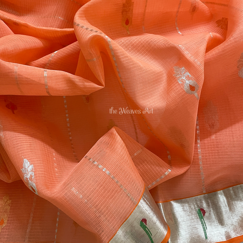 Pure Zari Kota Doria Saree with Pichwai Pallu