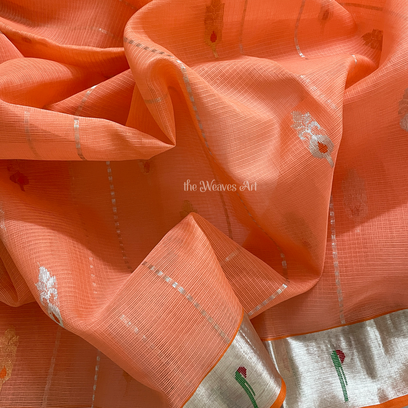 Pure Zari Kota Doria Saree with Pichwai Pallu