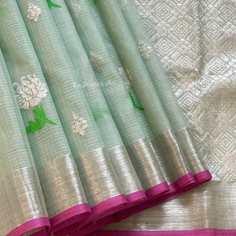 Pure Zari Kota Saree with Kaddi Border