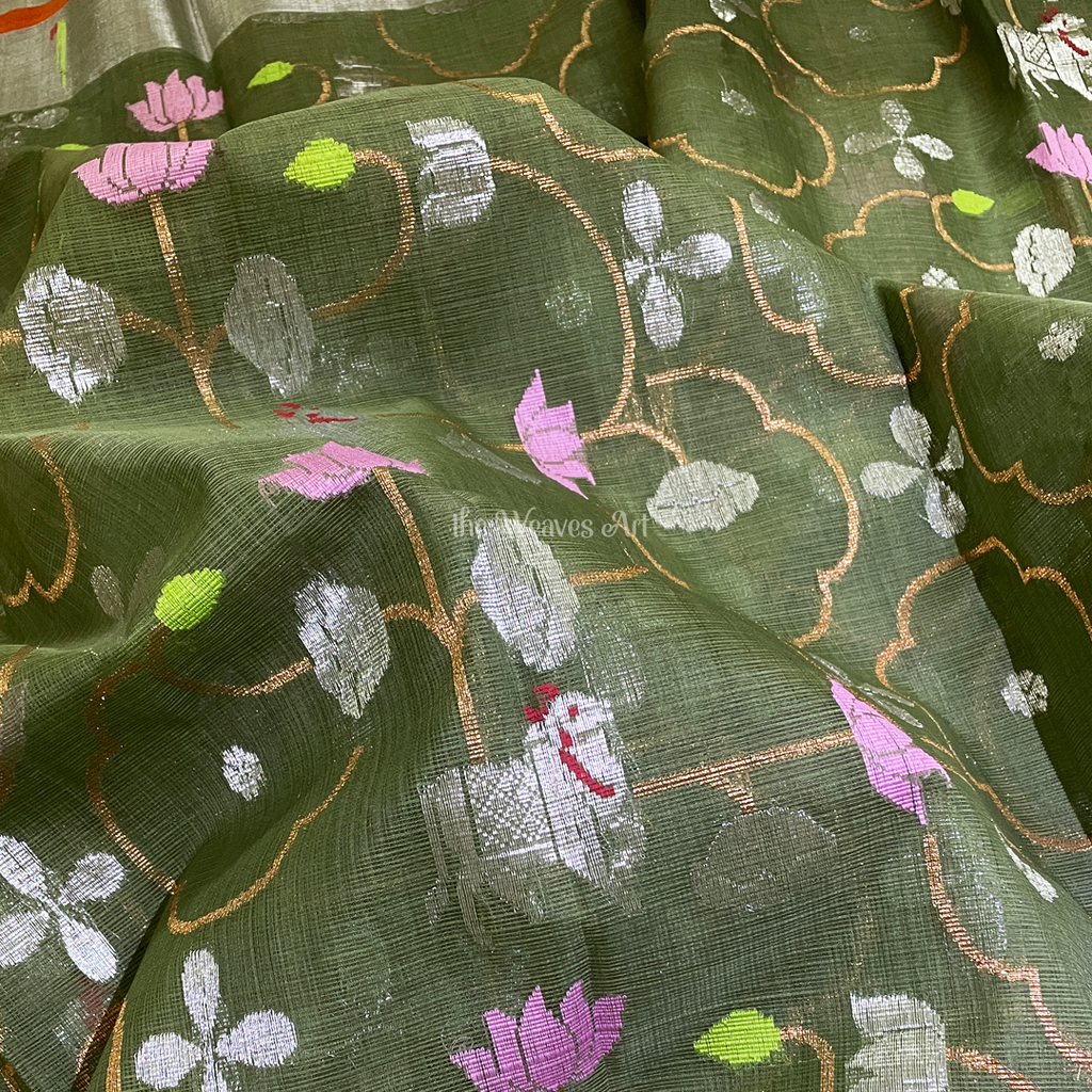 Pure Zari Pichwai Kota Doria Saree