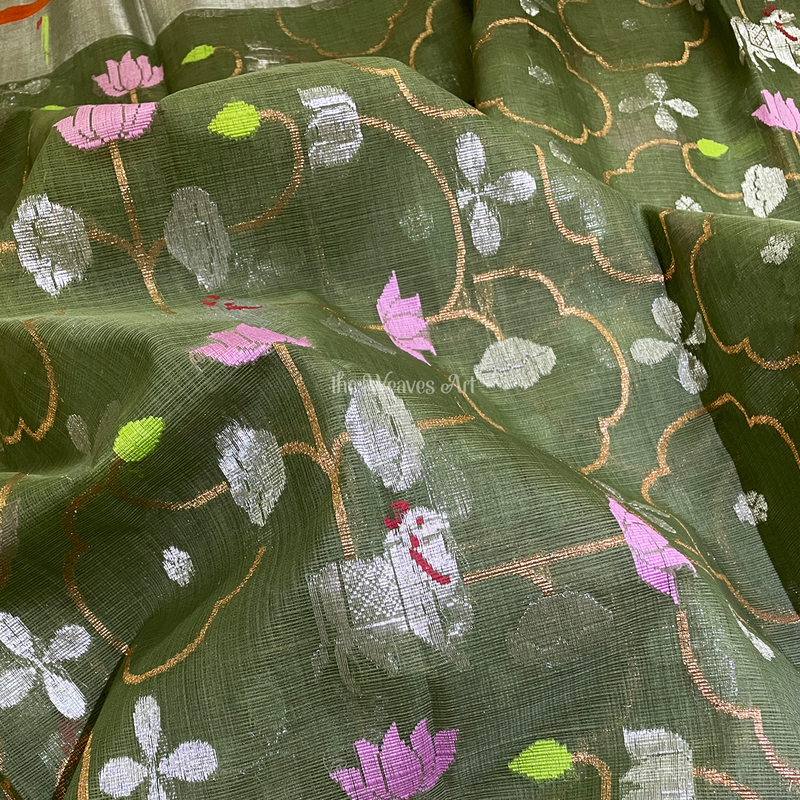 Pure Zari Pichwai Kota Doria Saree