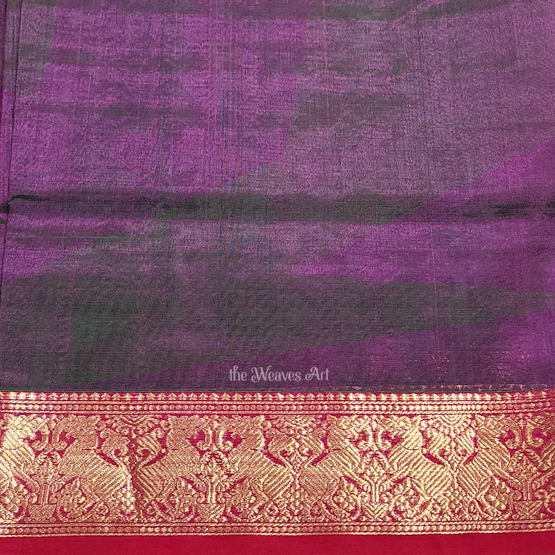 Purple Green Kanchi Silk Cotton Sarees