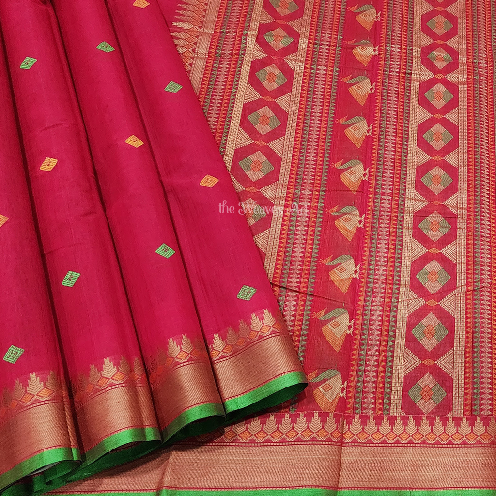 Red Color Bomkai Cotton Saree