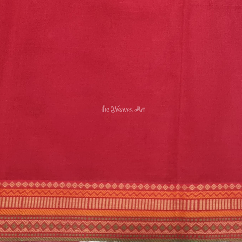 Royal Red Color Handloom Kanchi Cotton Saree with Bomkai Motifs