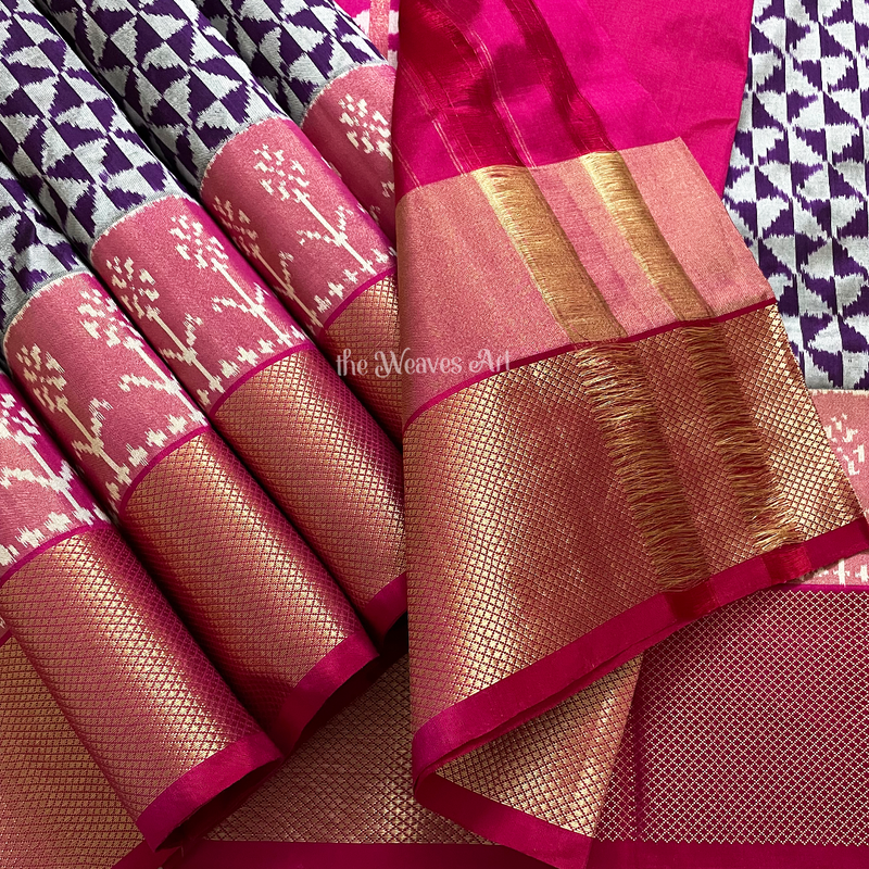 Royal Purple Pochampally Ikat Silk Saree