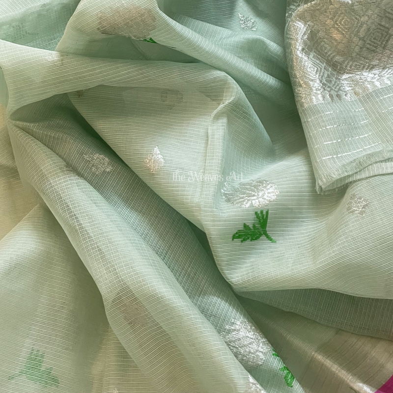 Silver Zari Kota Doria Saree
