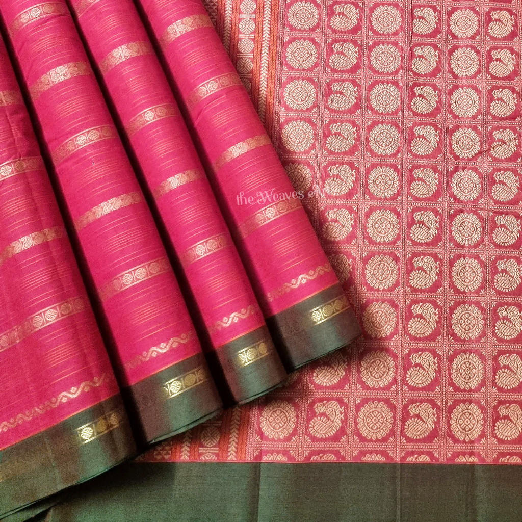 Stripes Kanchipuram Cotton Saree