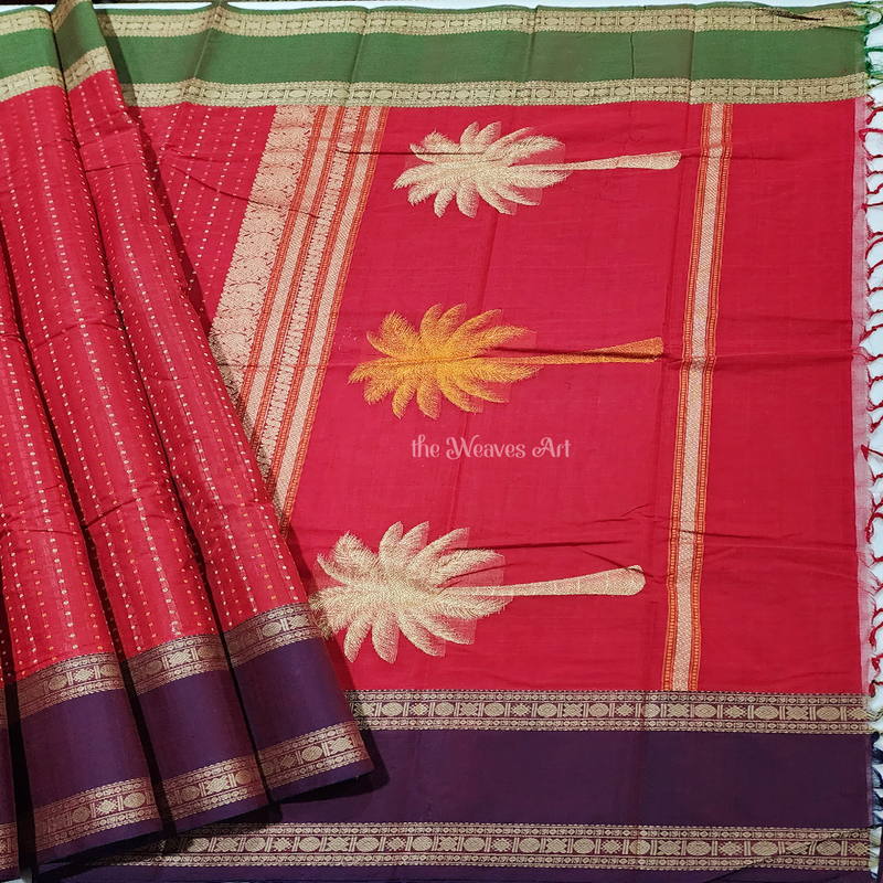 Tree Motifs Kanchipuram Saree