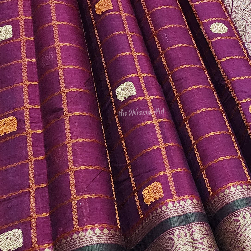 Veldhari Checks Kanchipuram Saree