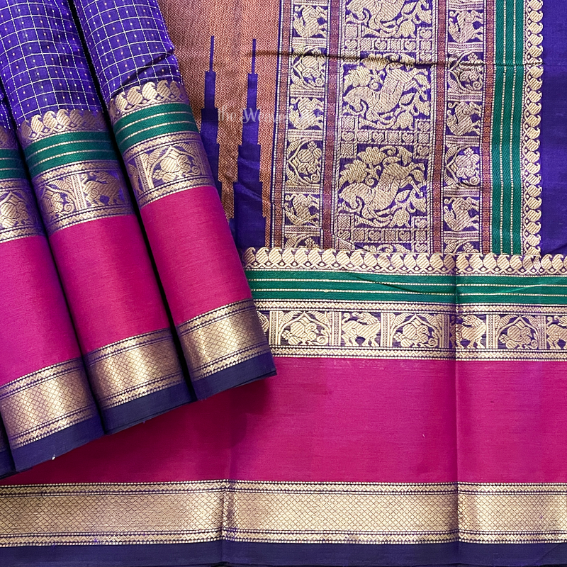 Violet Kanchi Silk Cotton Saree