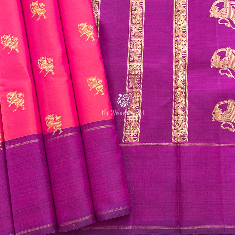 Yazhi Motifs Kanchipuram Pure Silk Saree