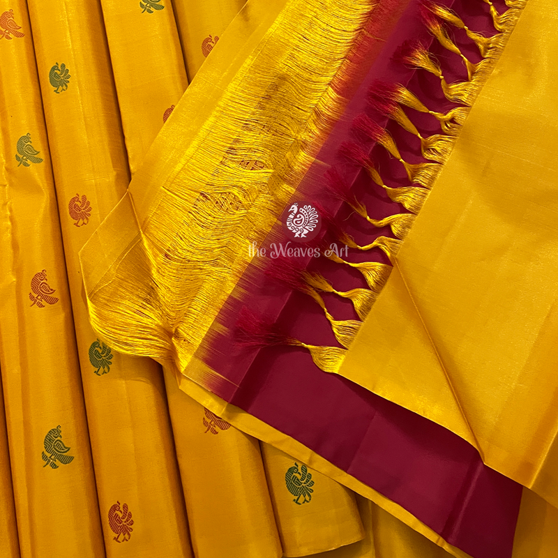 Yellow-Red Kanchi Pattu Saree