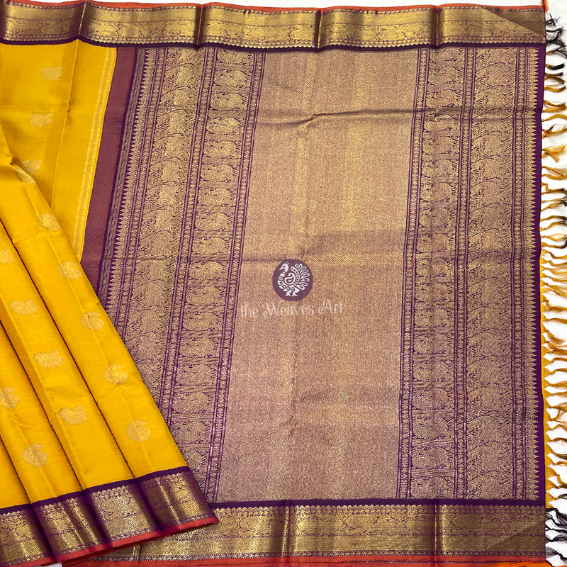 Yellow Kanjivaram Pure Silk Saree