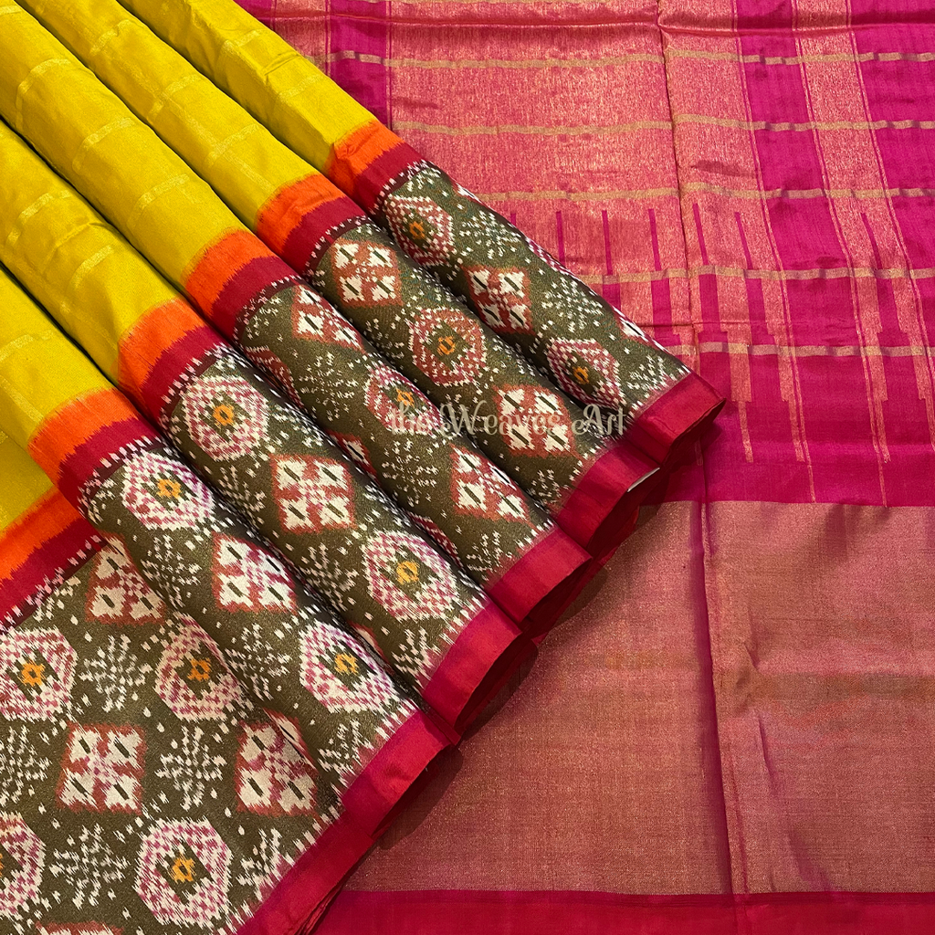Zari Checks Pochampally Ikat Silk Saree