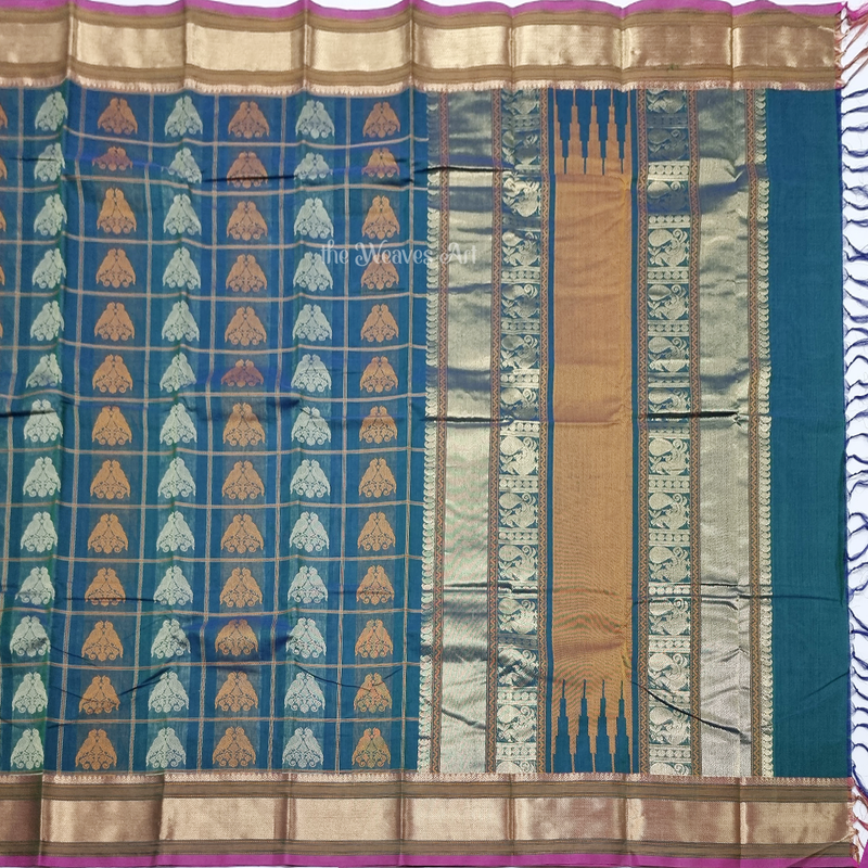 1000 Butta Parrots Kanchi Cotton Saree with Zaree