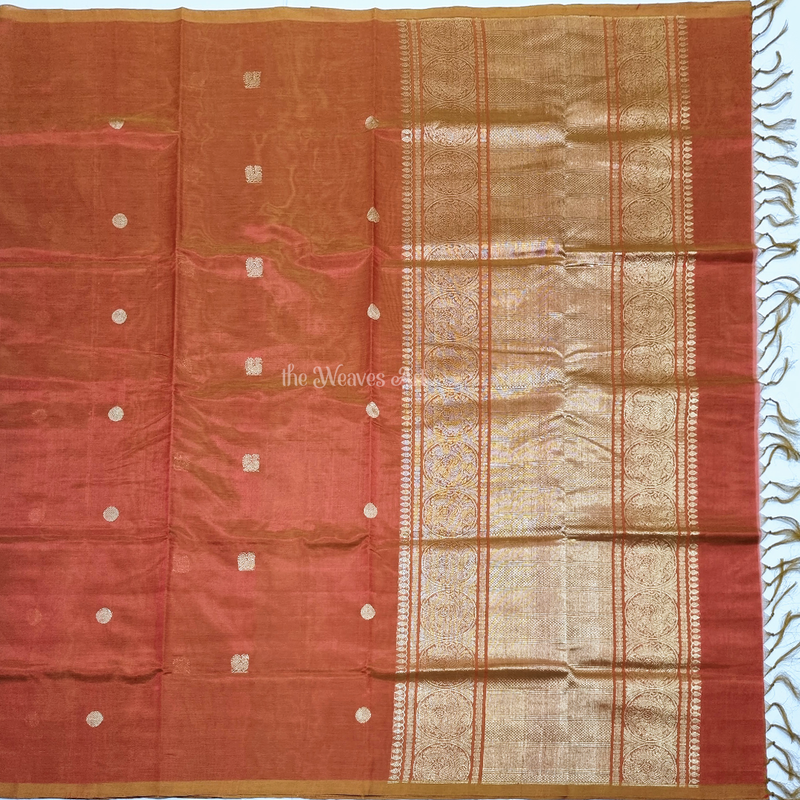 Borderless Kanchipuram Silk Cotton Saree with Zari