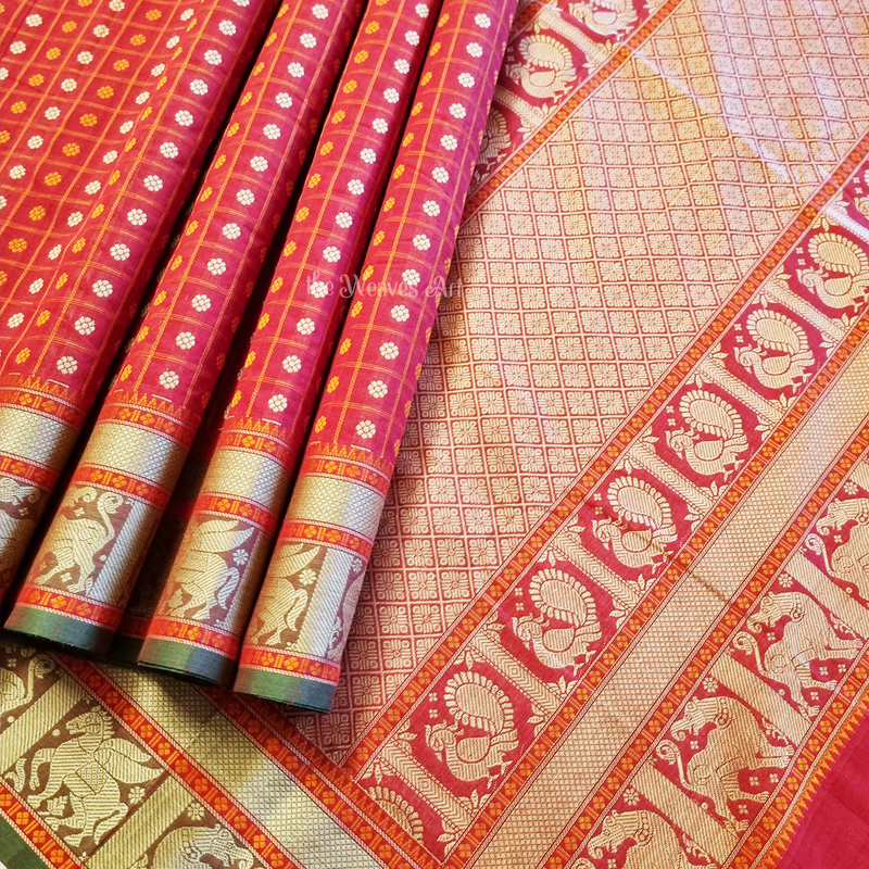 Red 1000 Butta Kanchi Cotton Saree