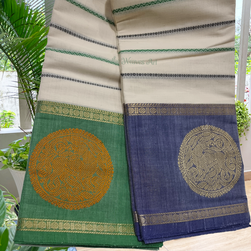 Ganga-Jamuna Border Kanchipuram Sarees