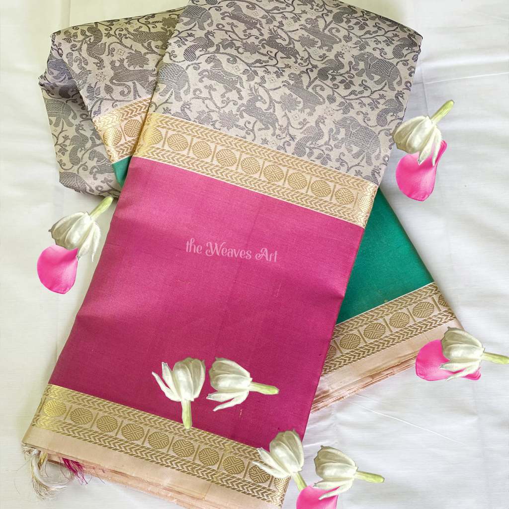 Muppagam Kanjivaram Vanasingaram Silk Saree