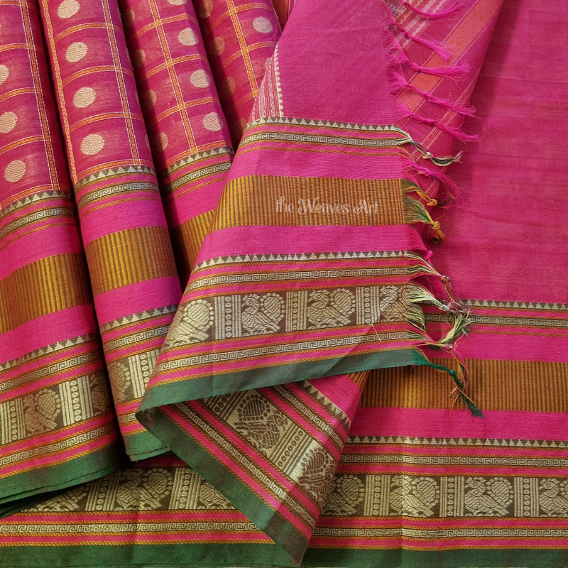 Pink 1000 Butta Kanchi Cotton Saree