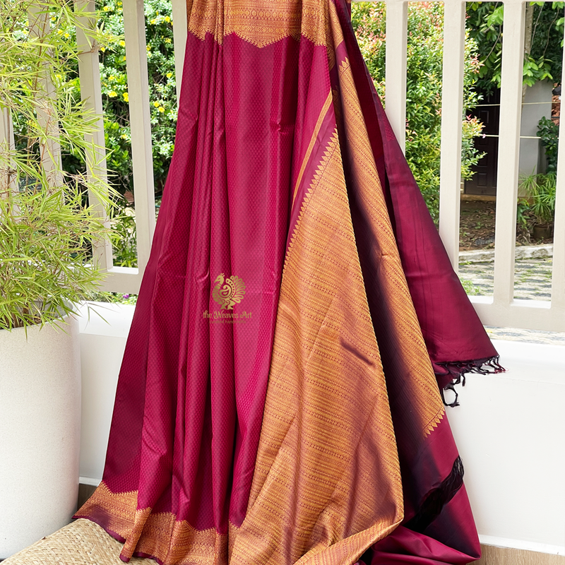 Wine red Kanchipuram Pattu Saree