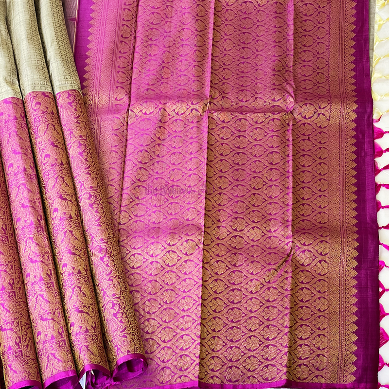Chitramala - Half and Half handwoven Kanchipuram Silk Saree