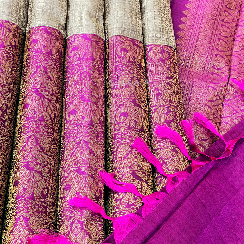 Chitramala - Half and Half handwoven Kanchipuram Silk Saree