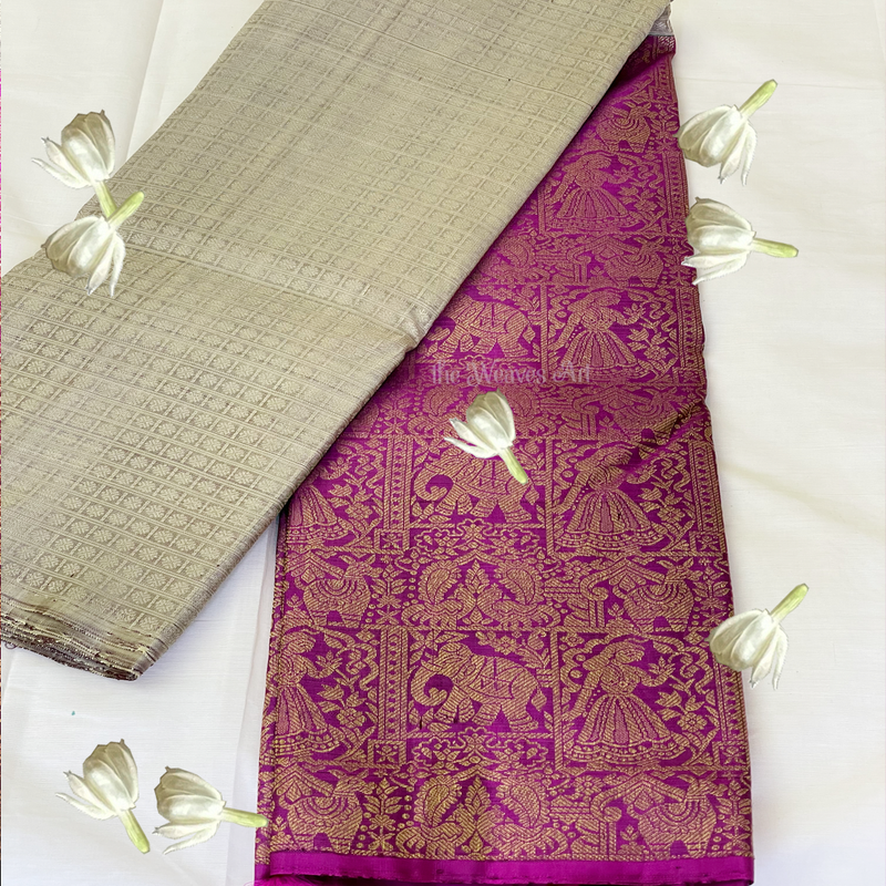 Chitramala - Half and Half handwoven Kanchipuram Silk Saree