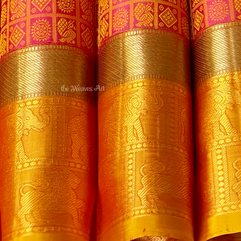 Mustard Color border Kanchi Pattu Saree