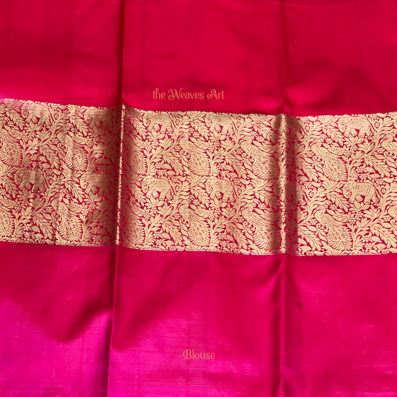 Pink Kanchi Pattu Blouse with Zari Border