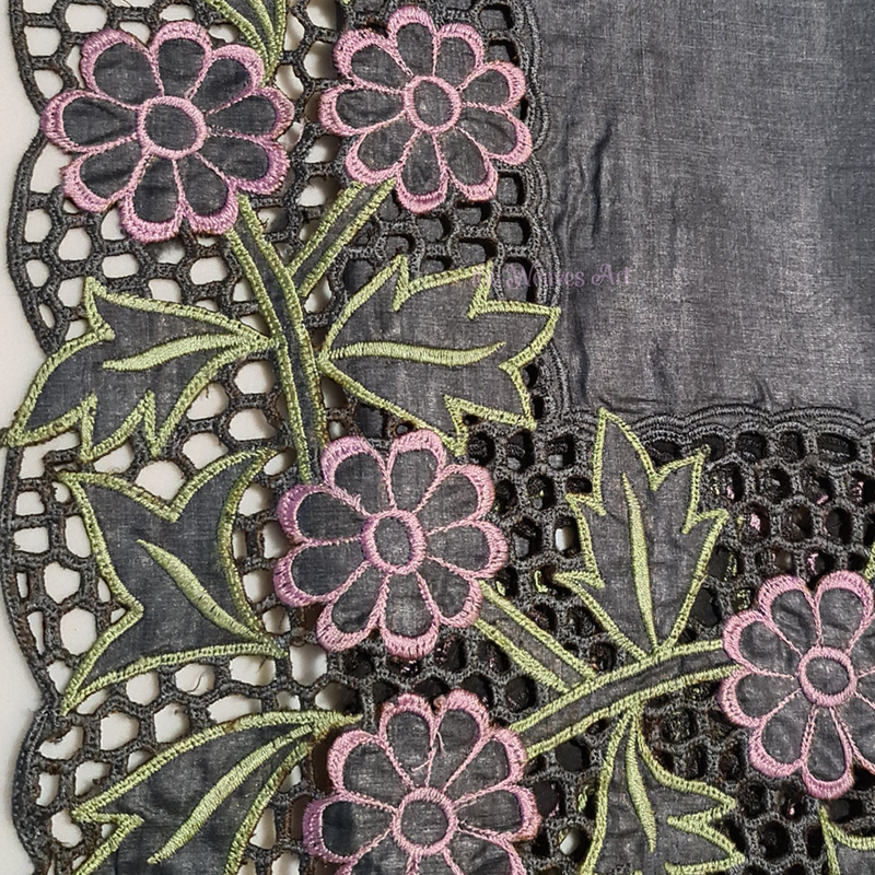Davy’s Grey Tussar Silk Cutwork Saree
