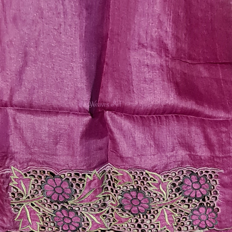 Davy’s Grey Tussar Silk Cutwork Saree