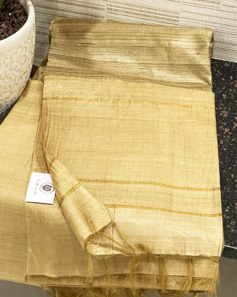 Golden Sands Color Bhagalpuri Pure Tussar Silk Saree