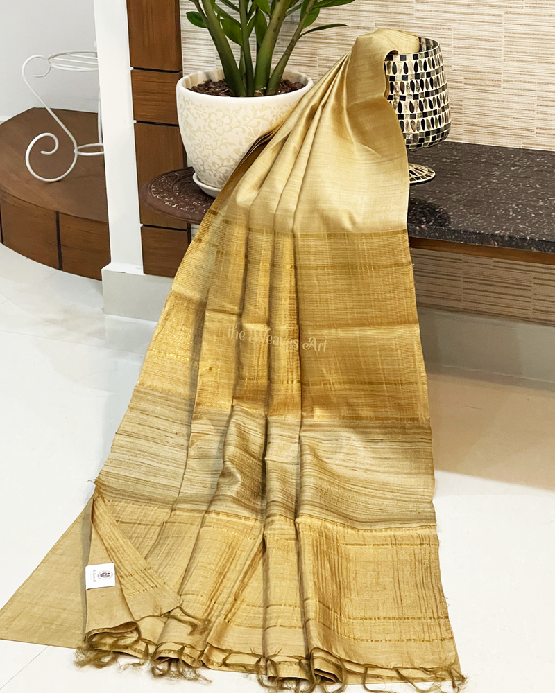 Golden Sands Color Bhagalpuri Pure Tussar Silk Saree