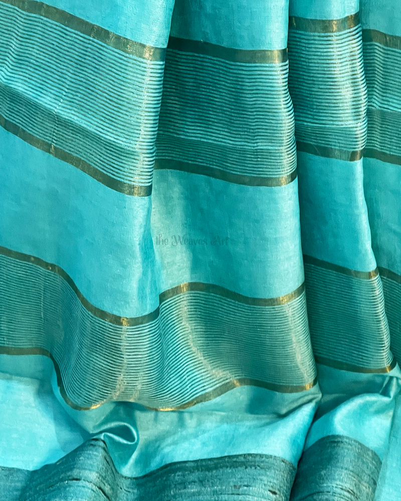 Sky blue color Bhagalpuri Pure Tussar Silk Embroidery Saree